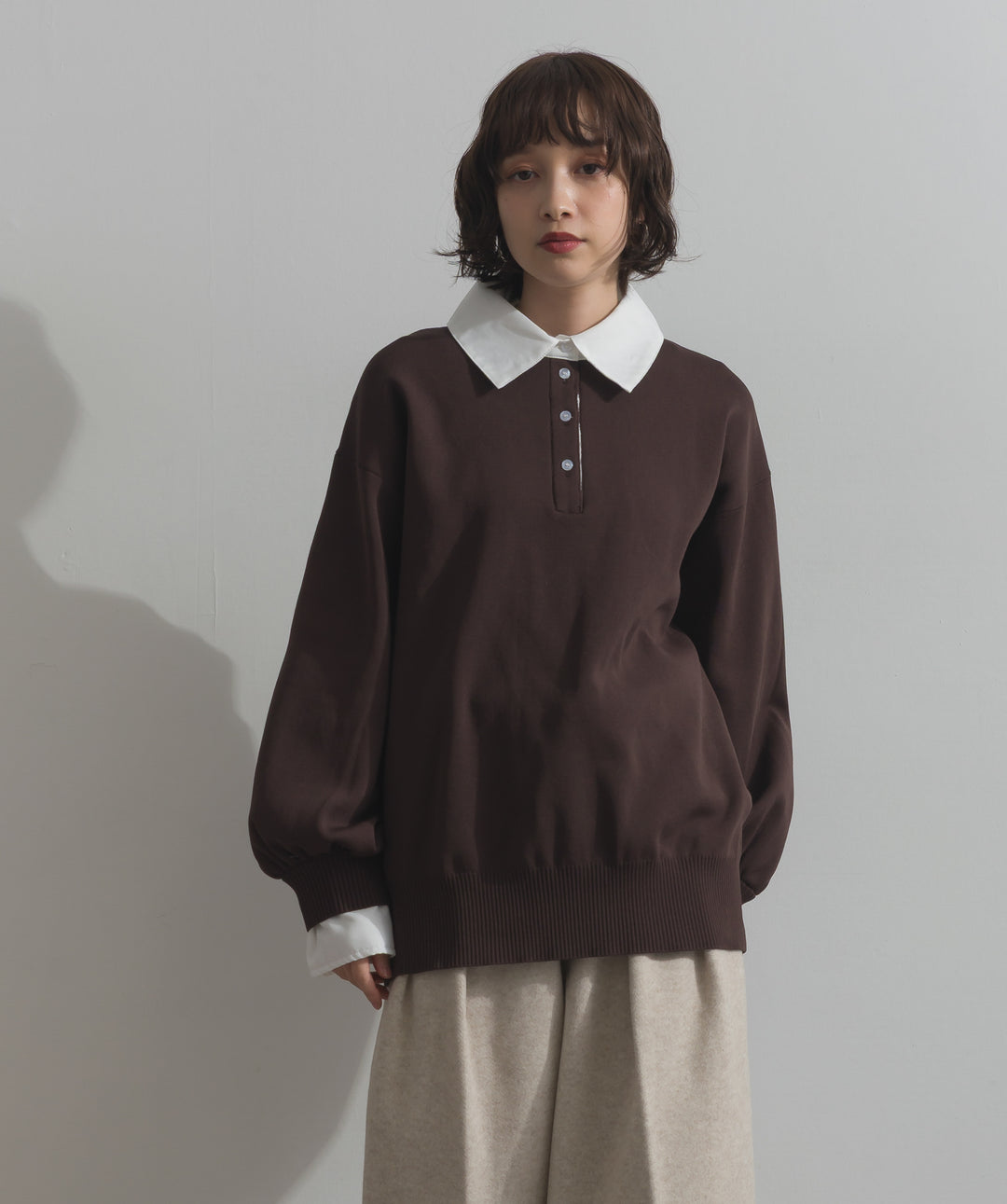 襟付きポロトップス