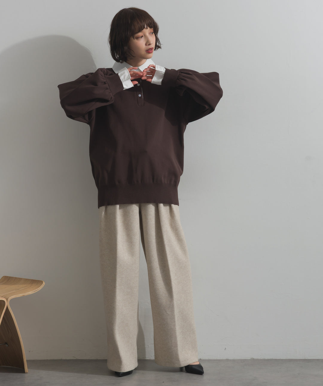 襟付きポロトップス