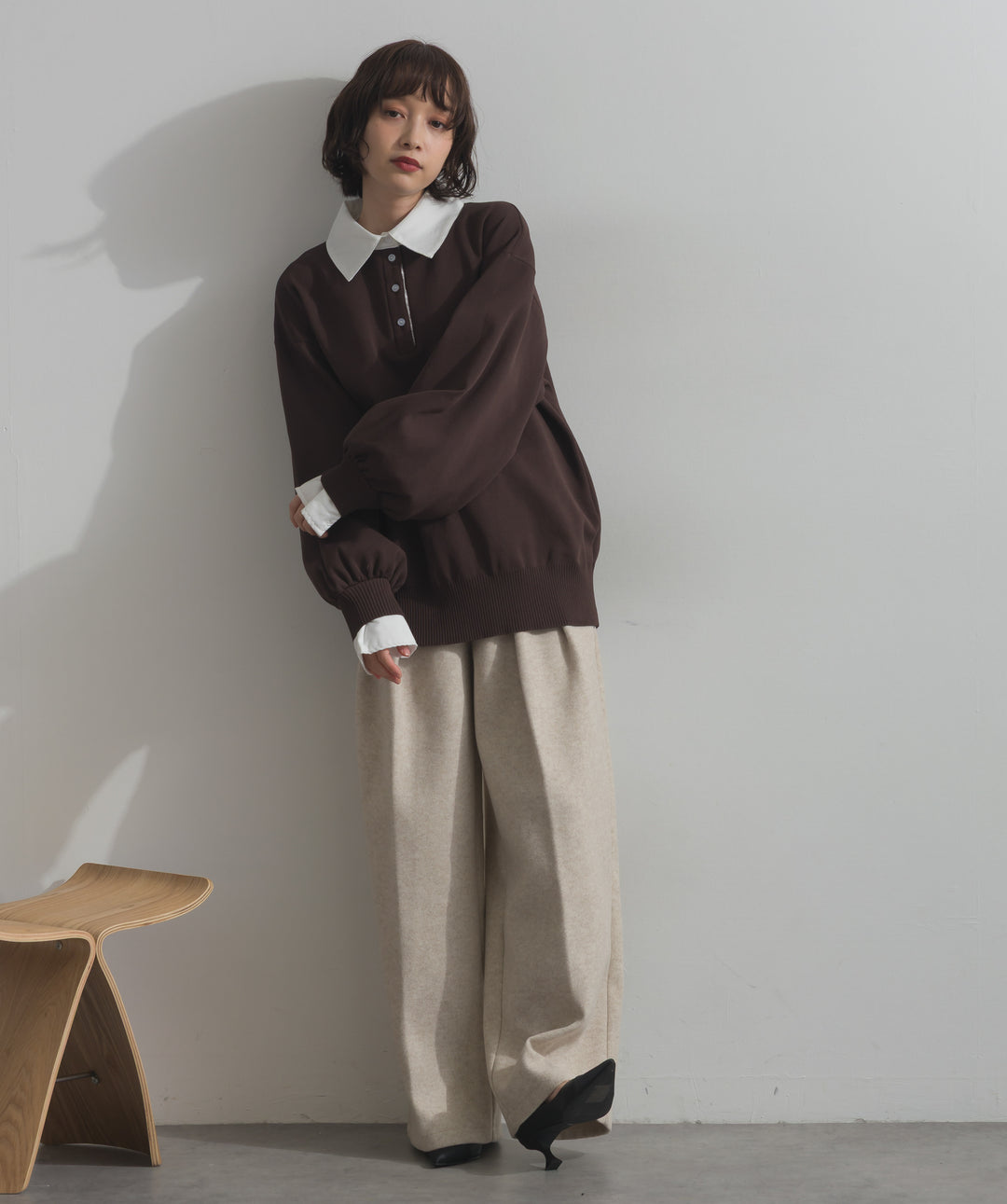 襟付きポロトップス