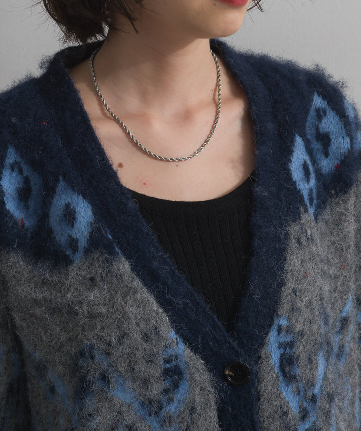 ノルディック柄シャギーニットカーディガン