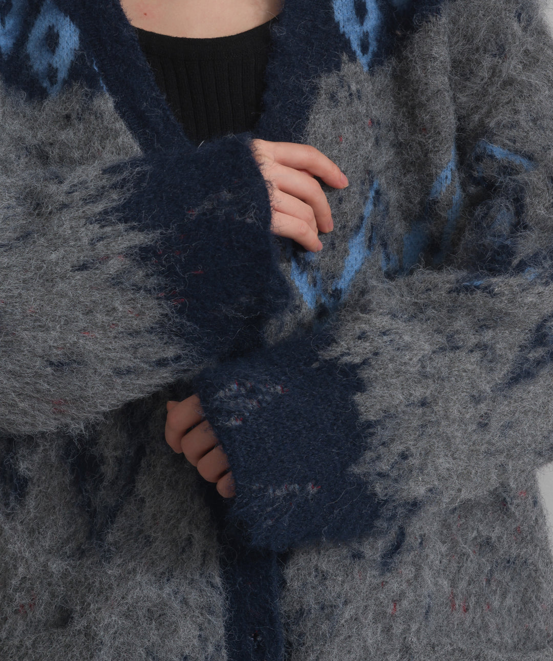 ノルディック柄シャギーニットカーディガン