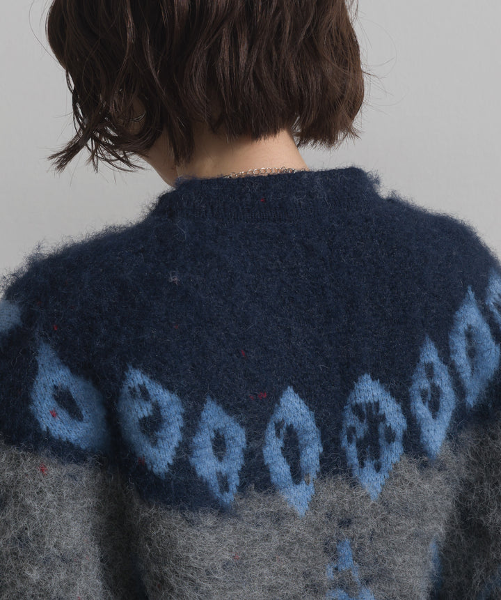 ノルディック柄シャギーニットカーディガン