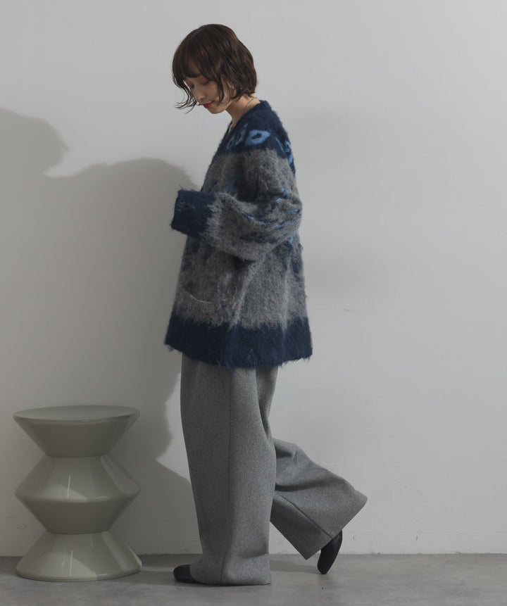 ノルディック柄シャギーニットカーディガン