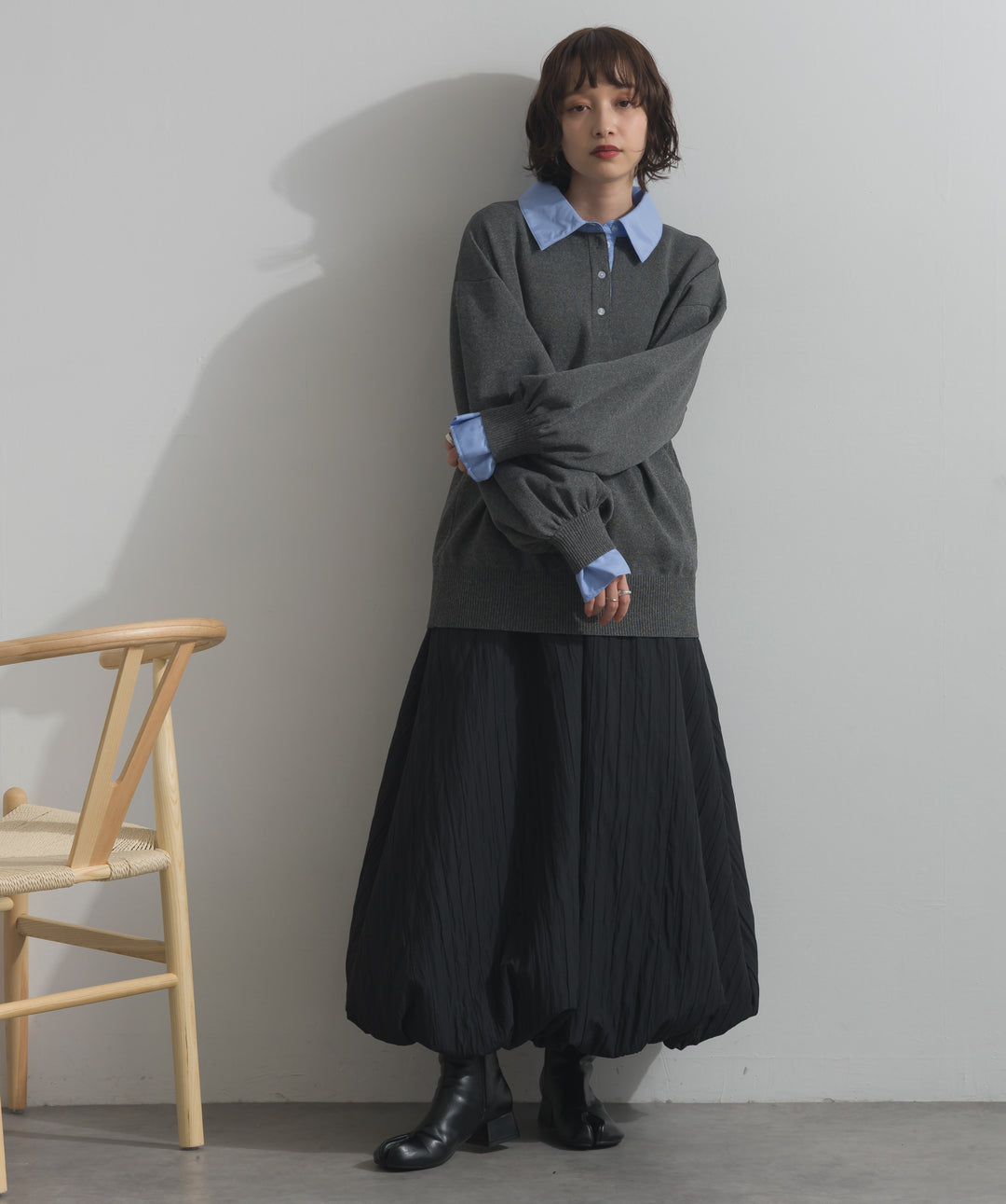 襟付きポロトップス