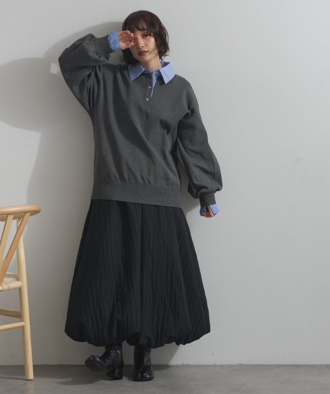 襟付きポロトップス