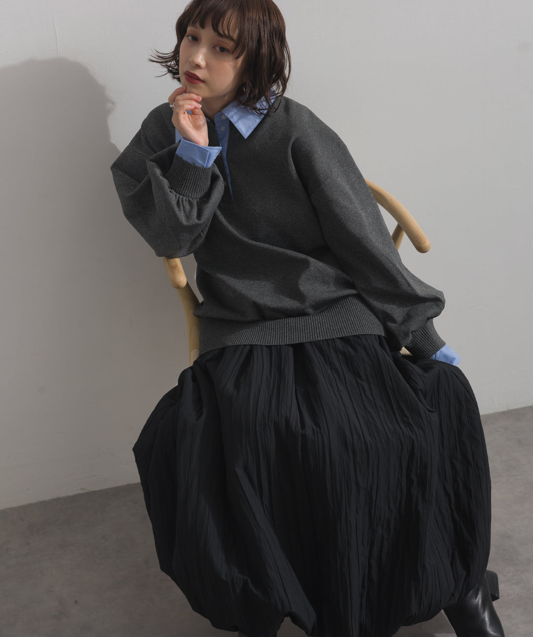 襟付きポロトップス