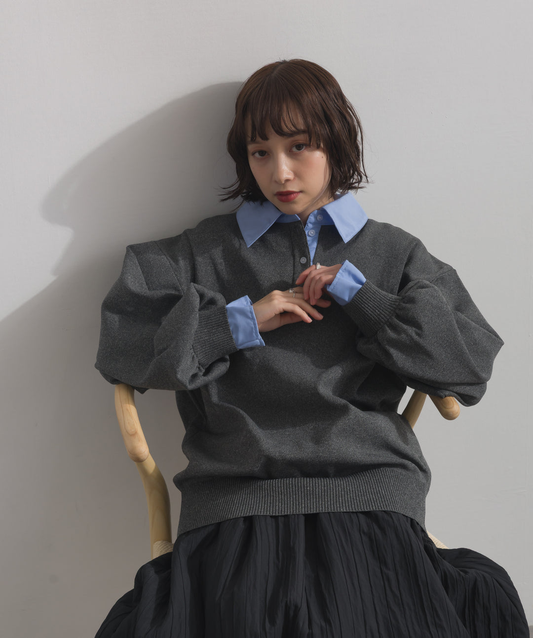 襟付きポロトップス