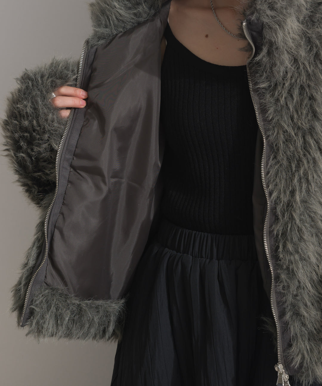 ミックスシープファースタンドブルゾン