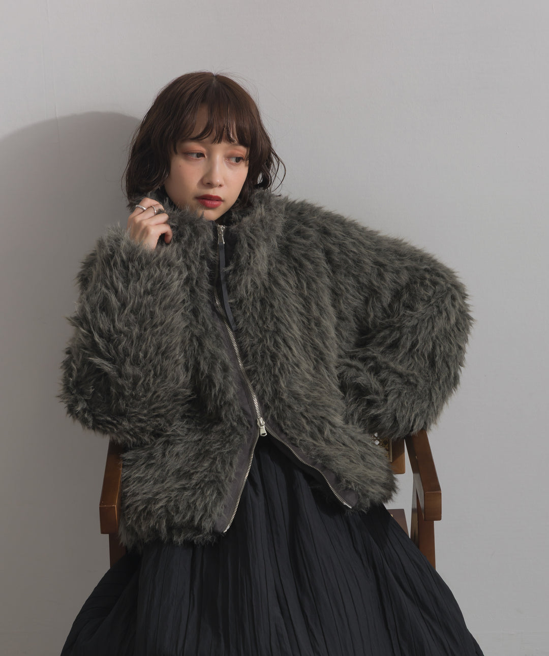 ミックスシープファースタンドブルゾン