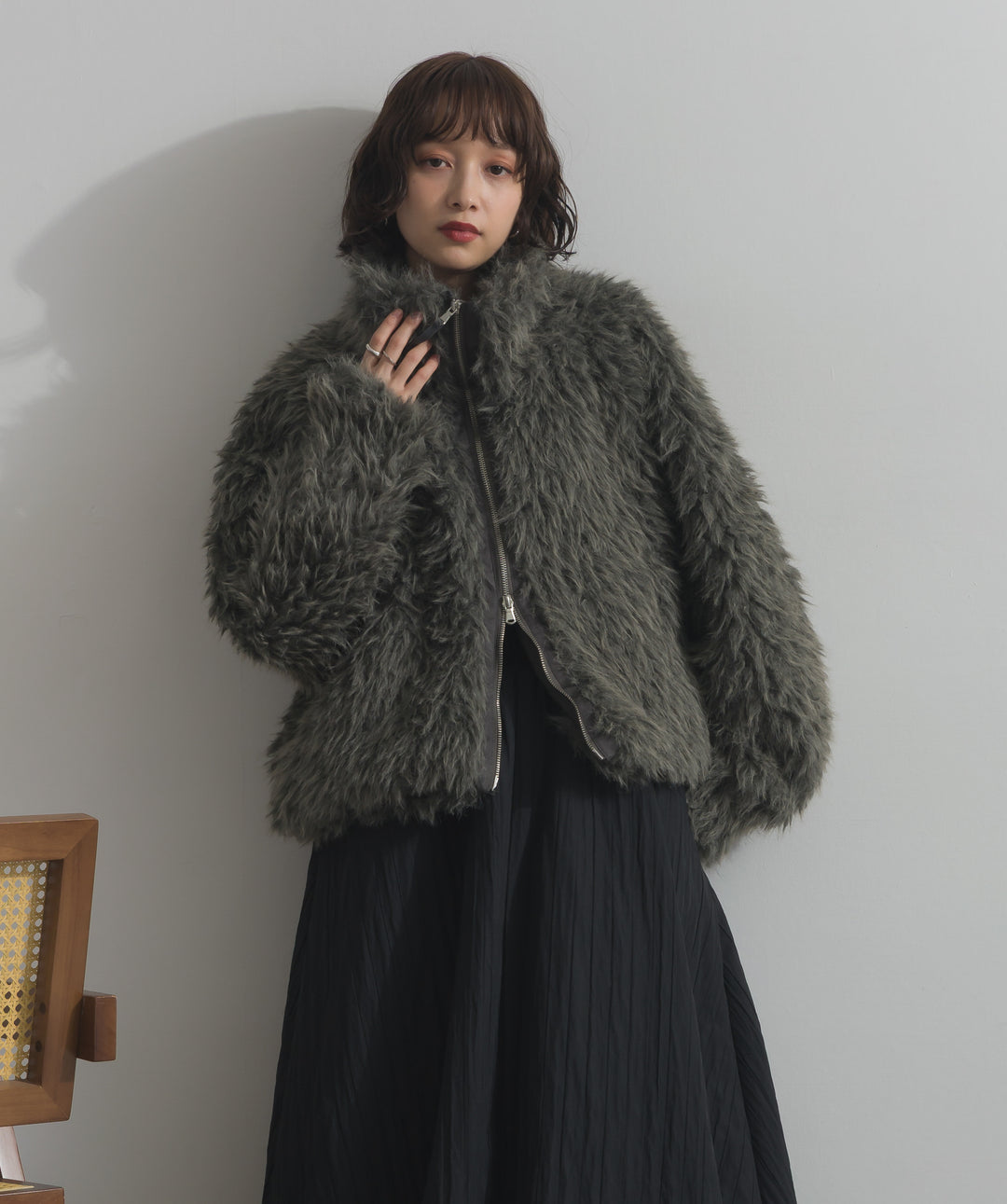 ミックスシープファースタンドブルゾン