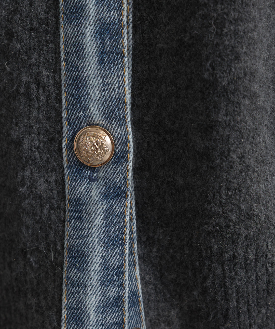 デニム襟レイヤード風ニットトップス