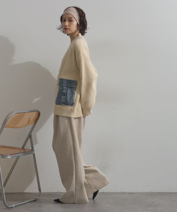 デニムポケットジップニットカーディガン