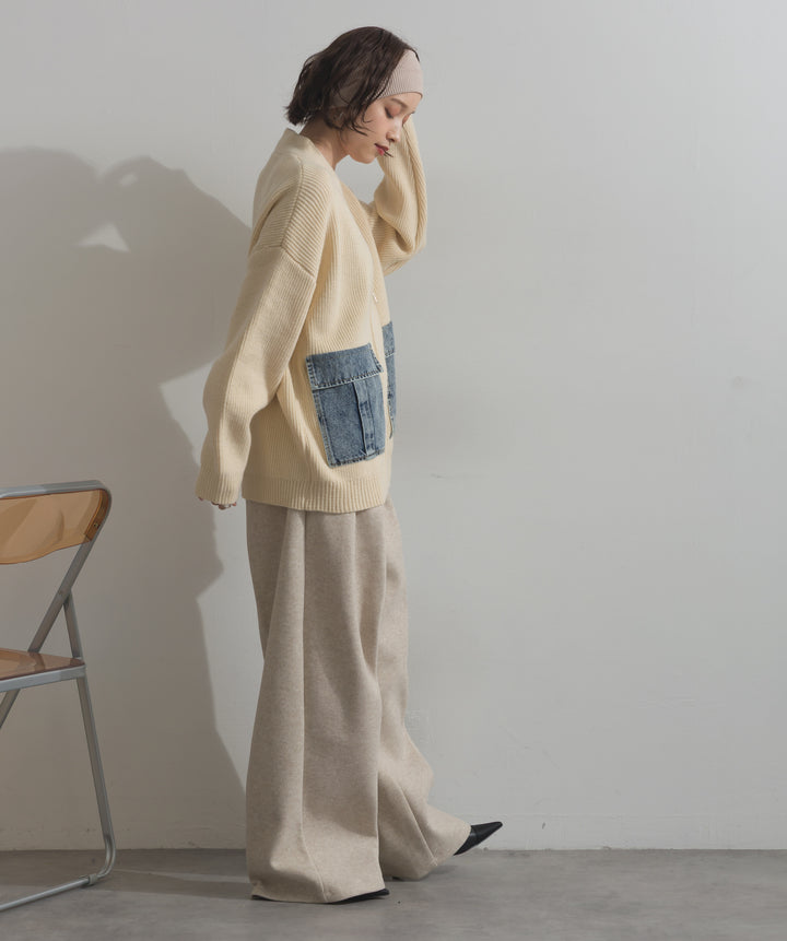 デニムポケットジップニットカーディガン