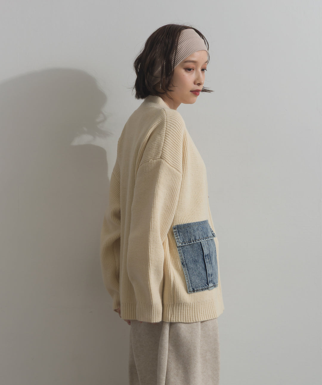 デニムポケットジップニットカーディガン