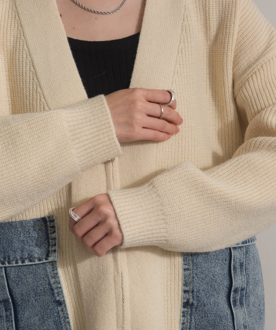 デニムポケットジップニットカーディガン