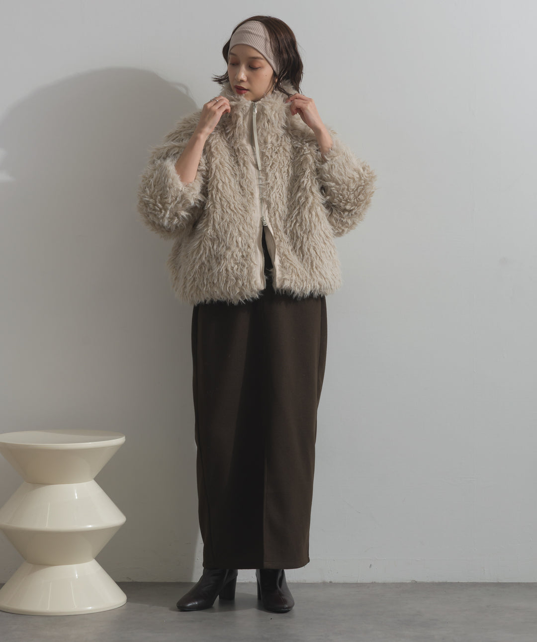 ミックスシープファースタンドブルゾン