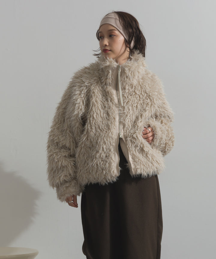 ミックスシープファースタンドブルゾン