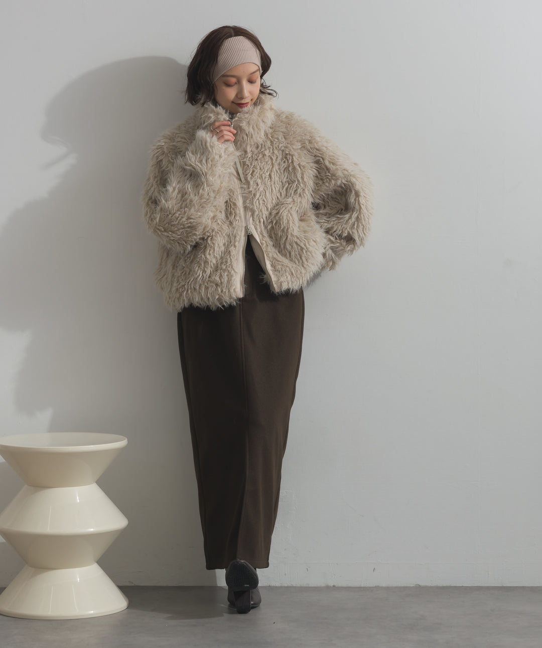 ミックスシープファースタンドブルゾン