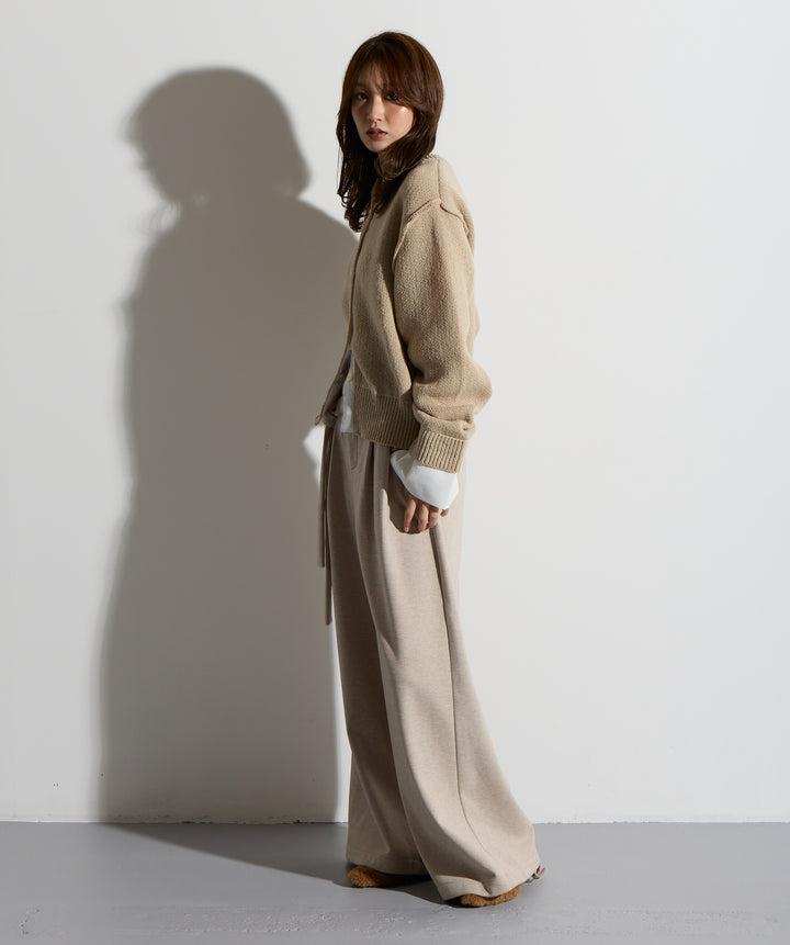 シャツ切替レイヤードニットカーディガン