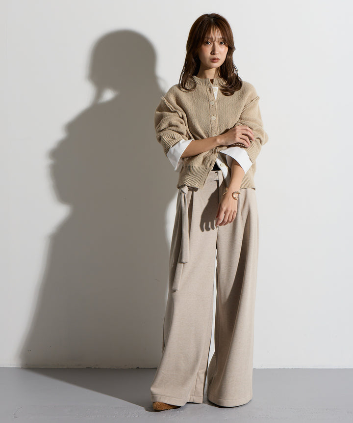 シャツ切替レイヤードニットカーディガン