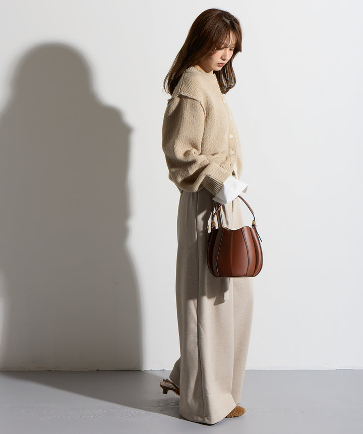 シャツ切替レイヤードニットカーディガン