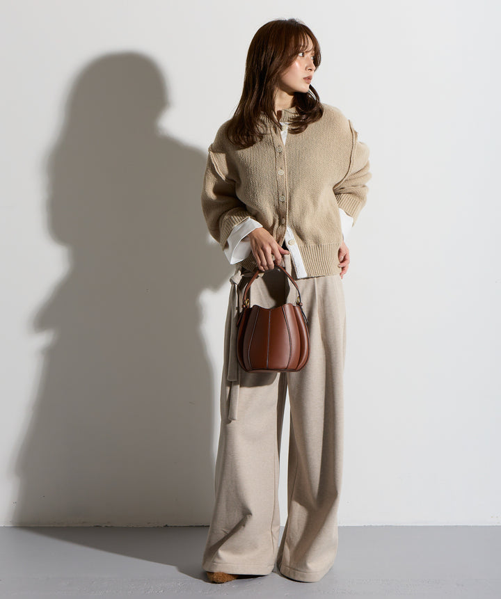 シャツ切替レイヤードニットカーディガン