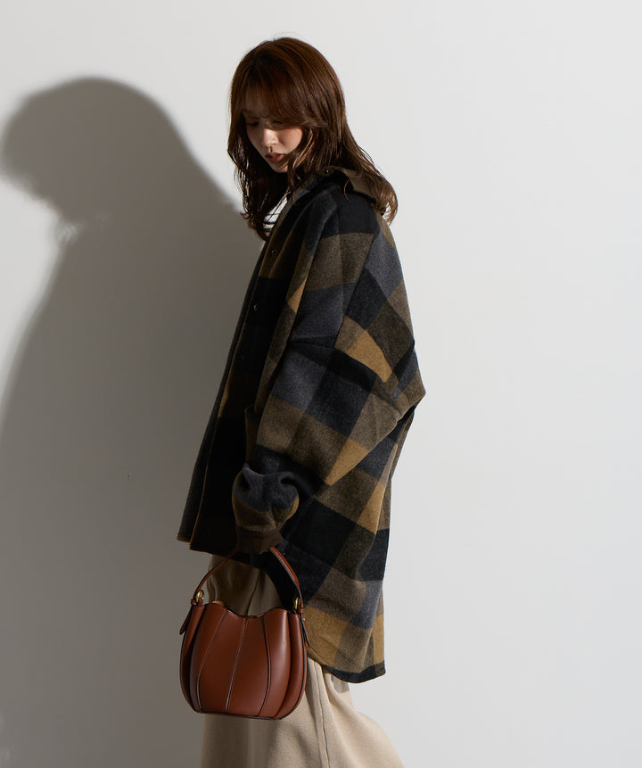 【SET】マルチチェックミドルコート＋ウエストニットコンビスカート