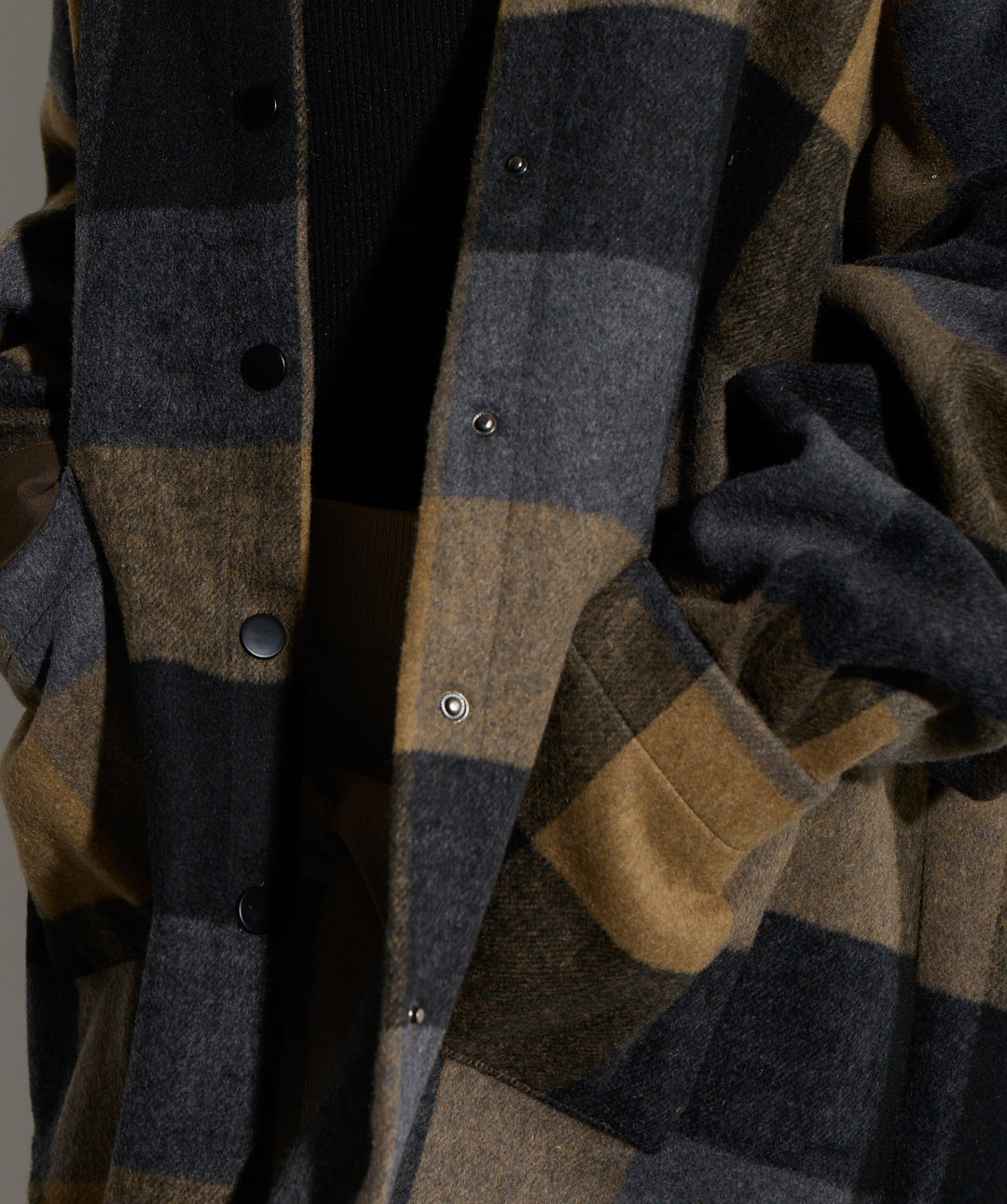 【SET】マルチチェックミドルコート＋ウエストニットコンビスカート