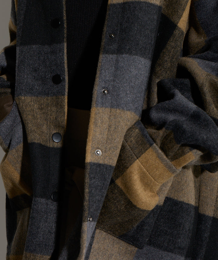 【SET】マルチチェックミドルコート＋ウエストニットコンビスカート