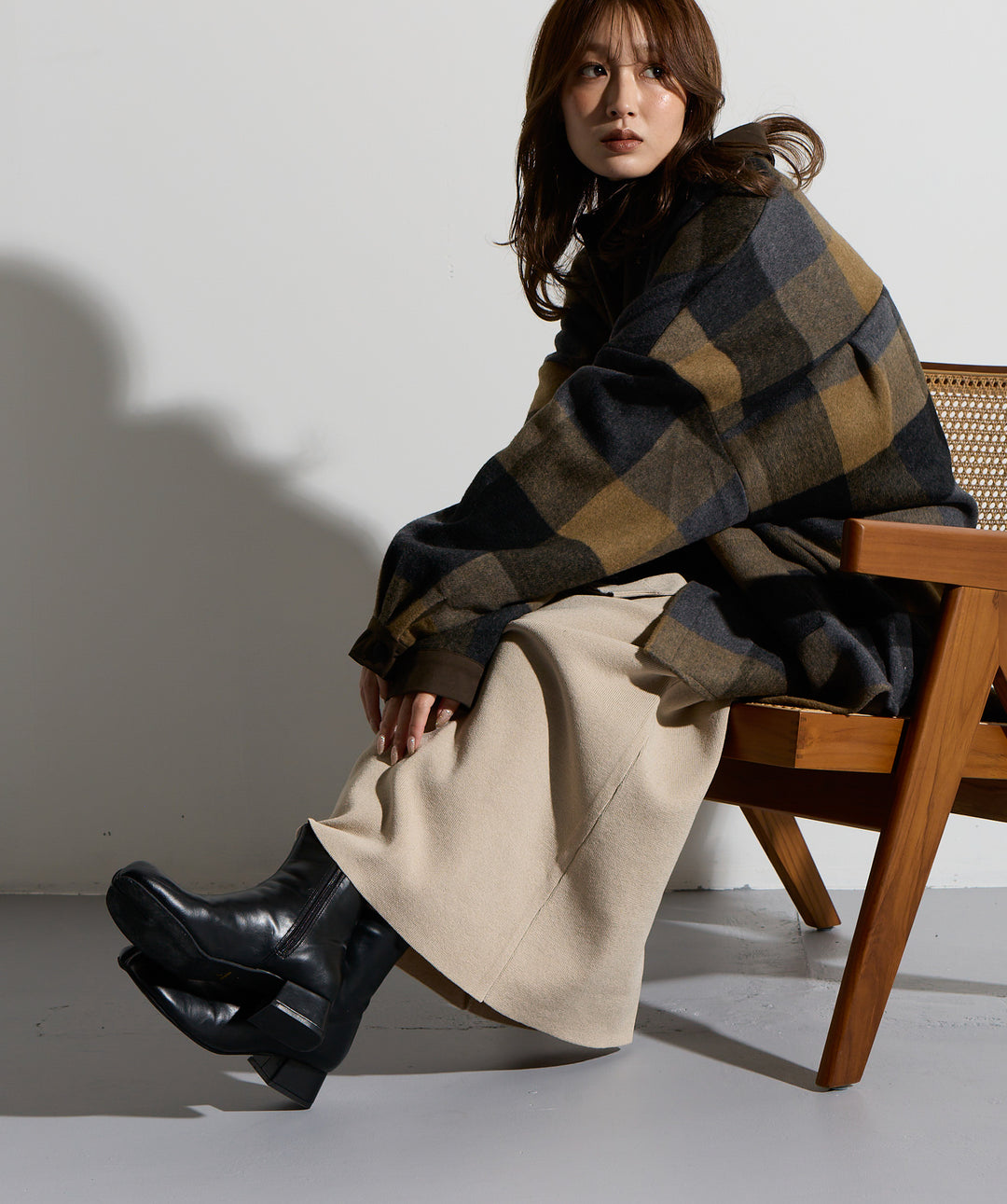 ウエストニットコンビスカート