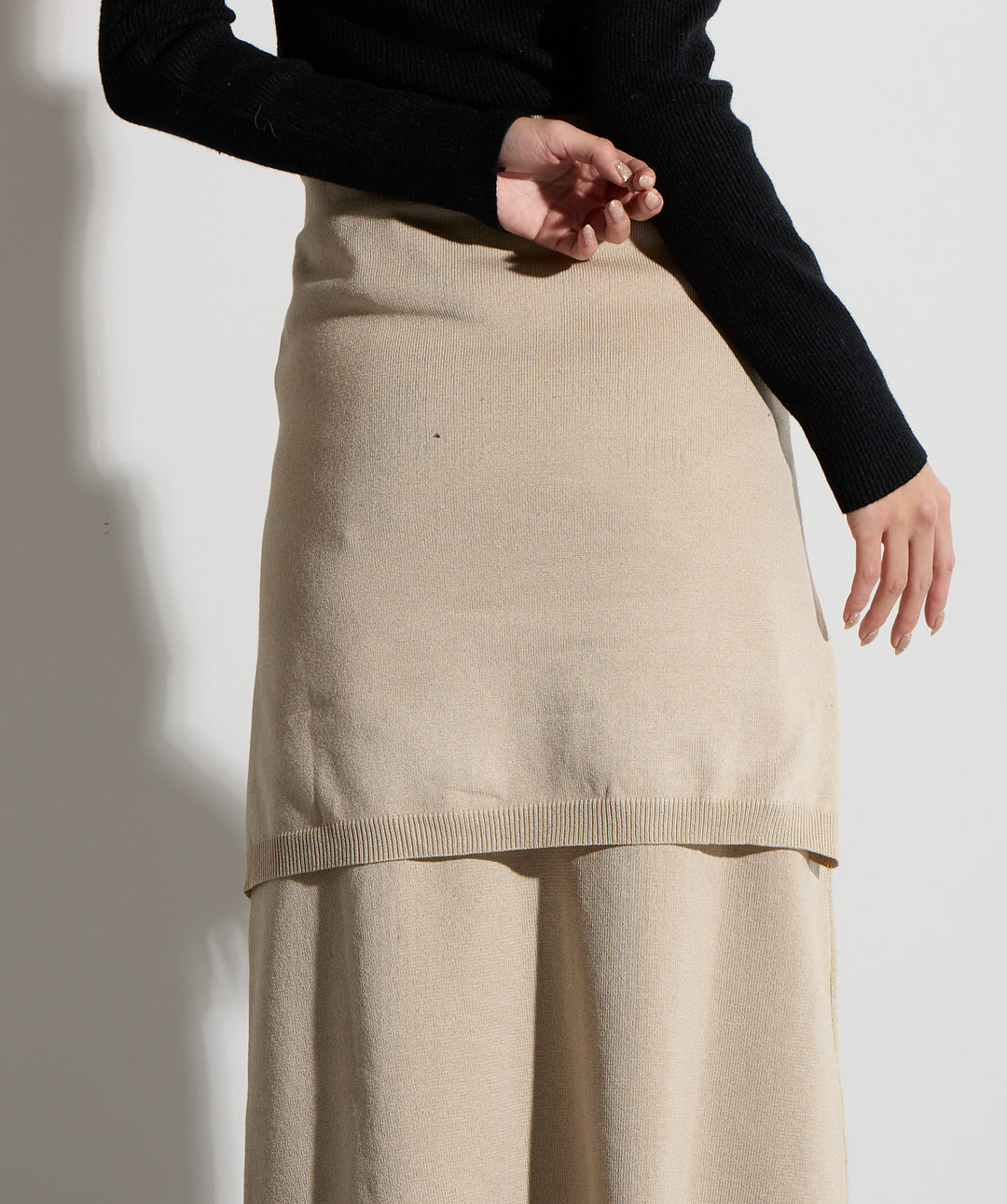 【SET】マルチチェックミドルコート＋ウエストニットコンビスカート