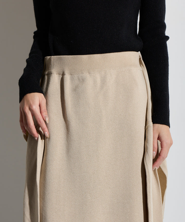 【SET】マルチチェックミドルコート＋ウエストニットコンビスカート