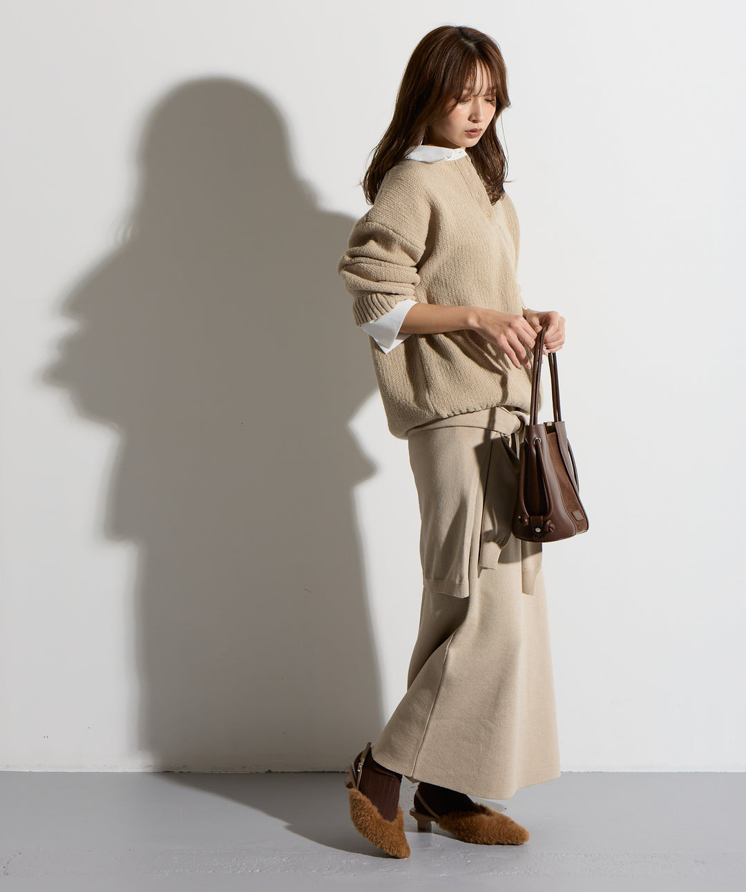 ウエストニットコンビスカート