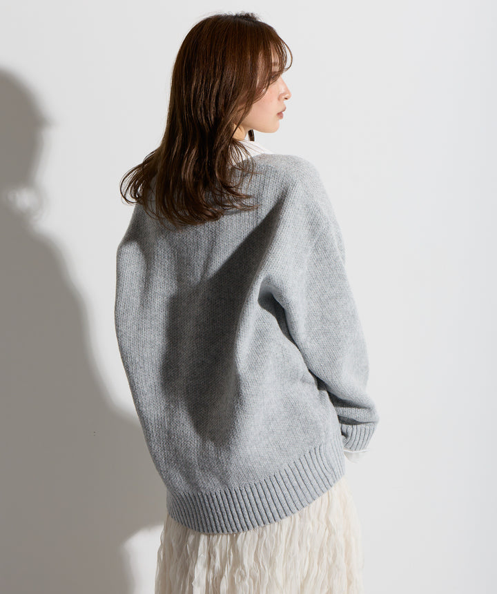 【SET】シャツドッキングニットポロ＋ワッシャーレーススカート