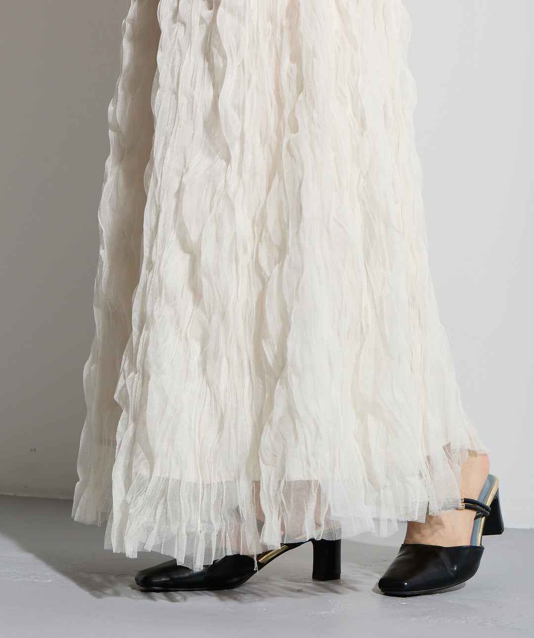 【SET】シャツドッキングニットポロ＋ワッシャーレーススカート