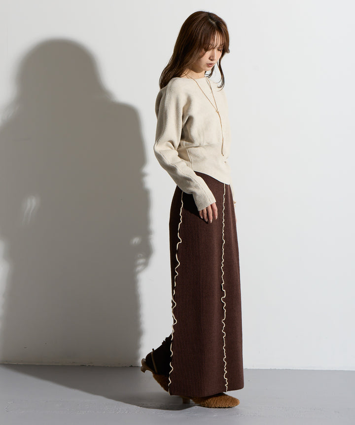 ウエスト切替デザインニット