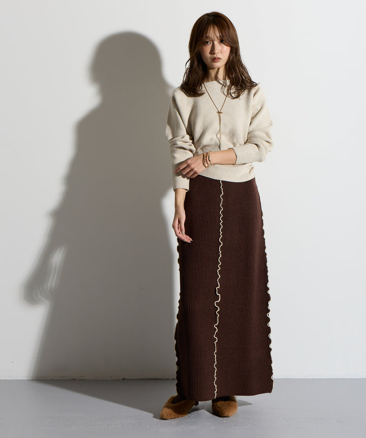 ウエスト切替デザインニット