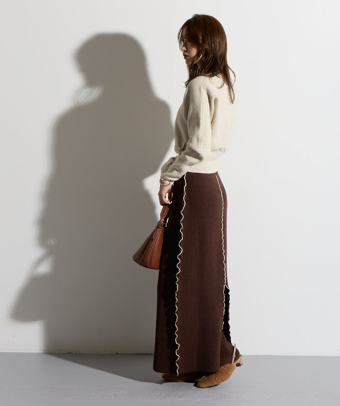 ウエスト切替デザインニット