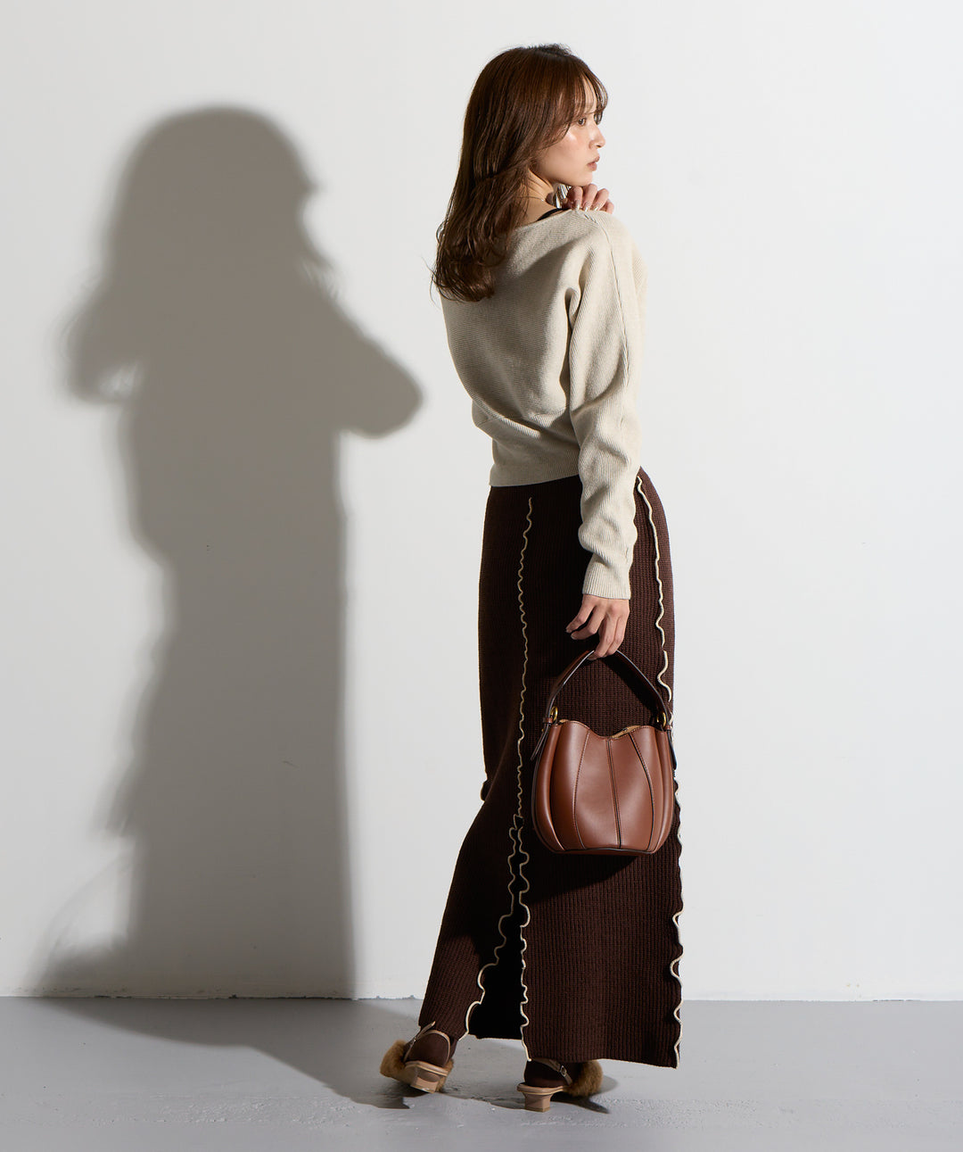 ウエスト切替デザインニット