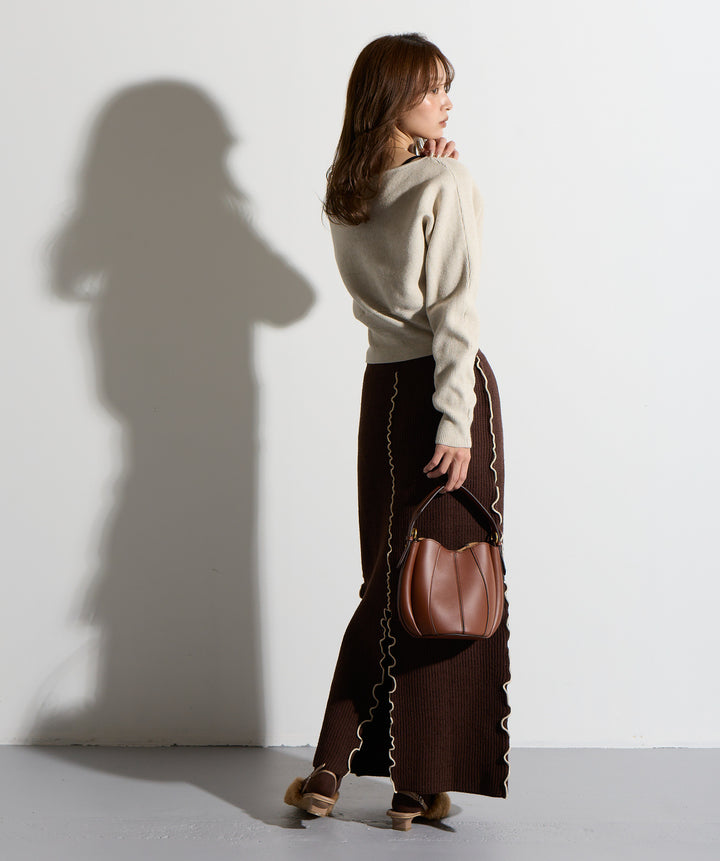 ウエスト切替デザインニット