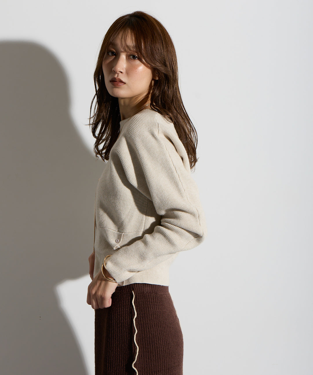 ウエスト切替デザインニット