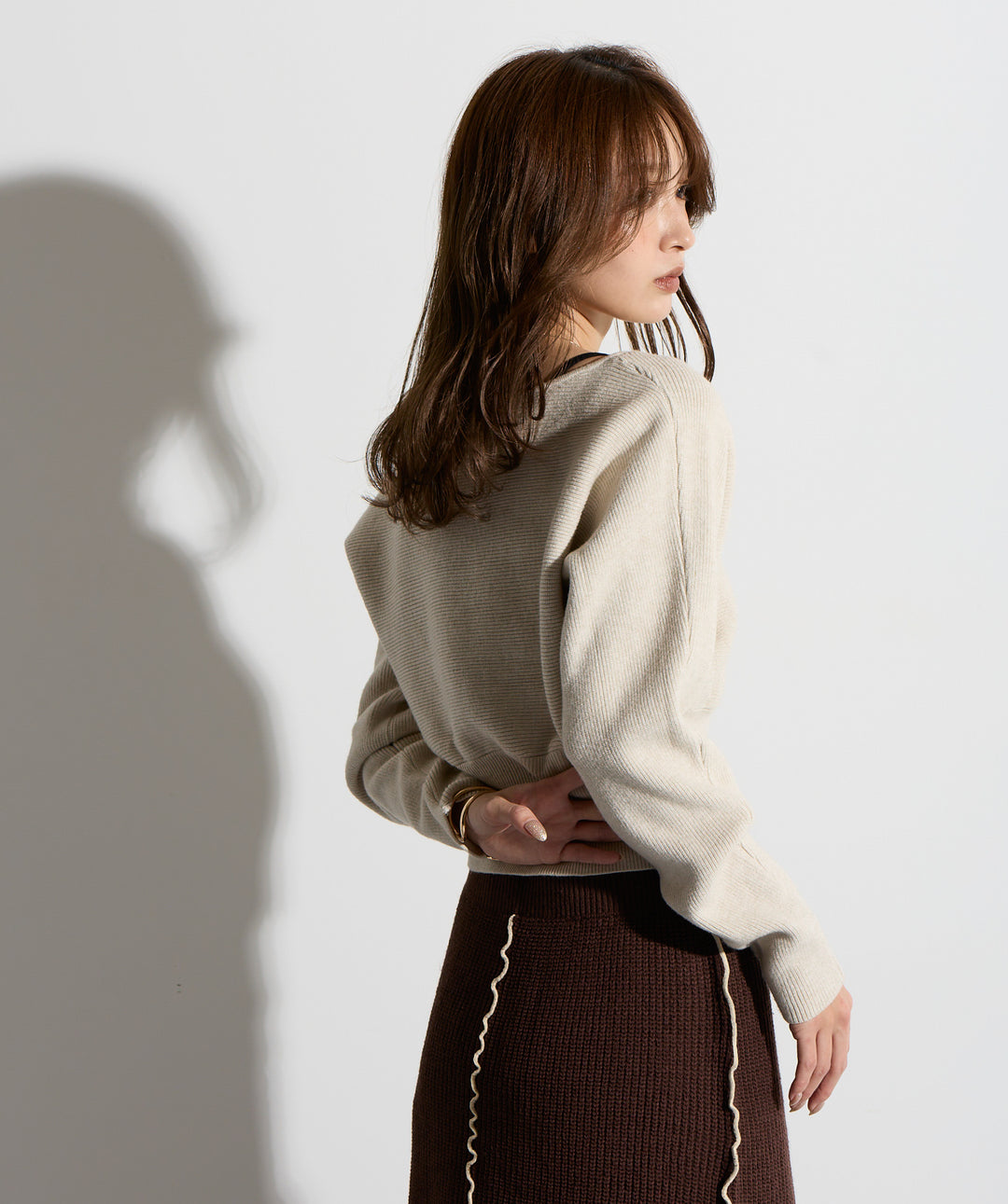 ウエスト切替デザインニット