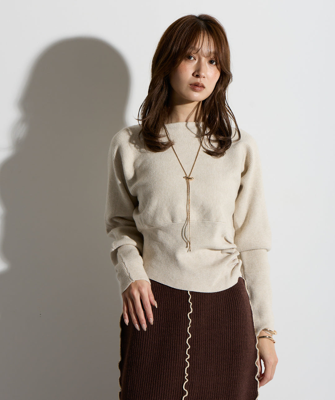 ウエスト切替デザインニット