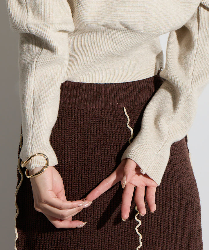 ウエスト切替デザインニット