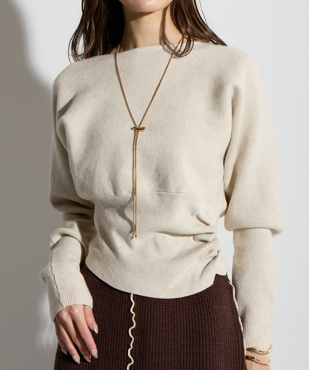 ウエスト切替デザインニット