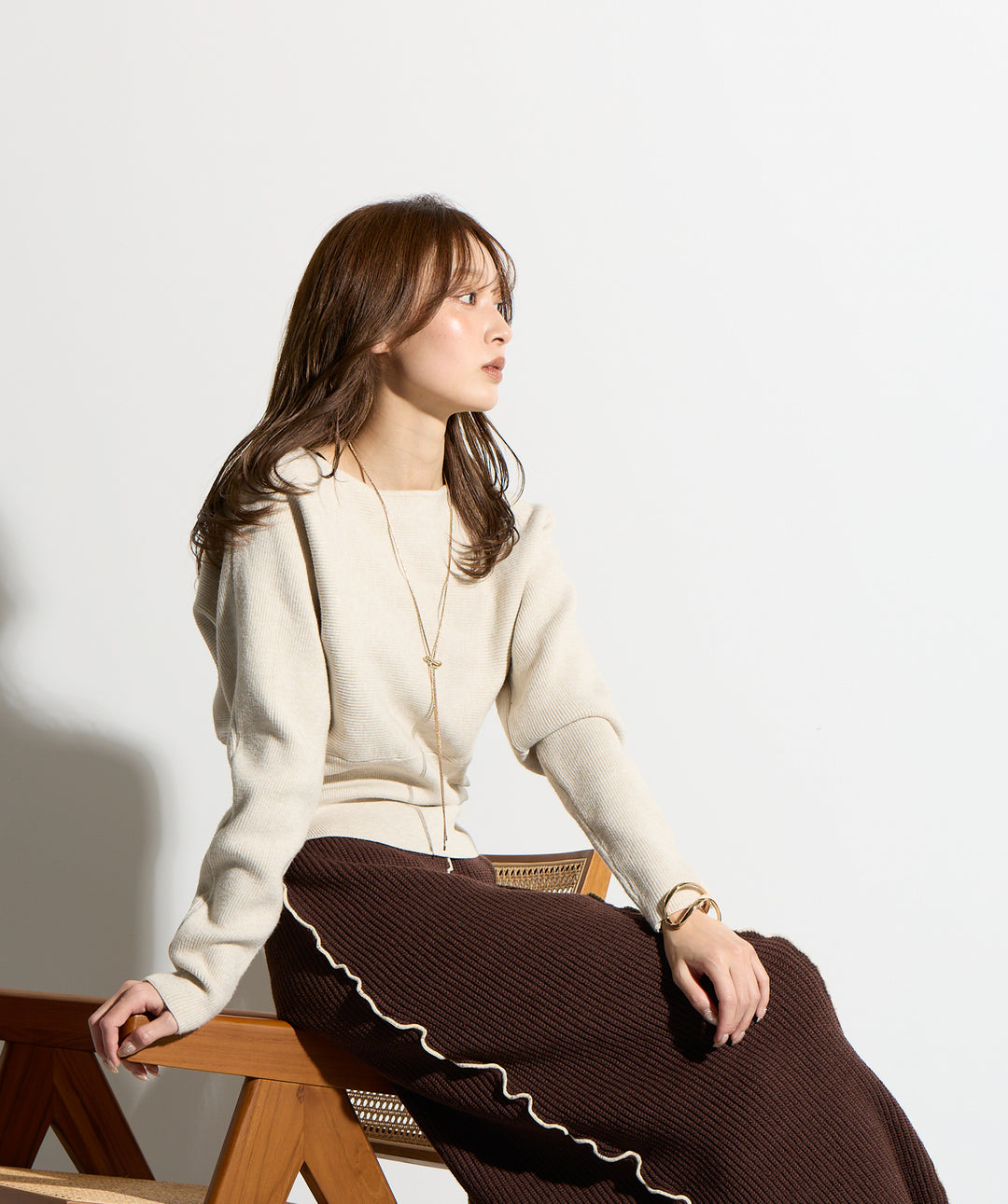 ウエスト切替デザインニット