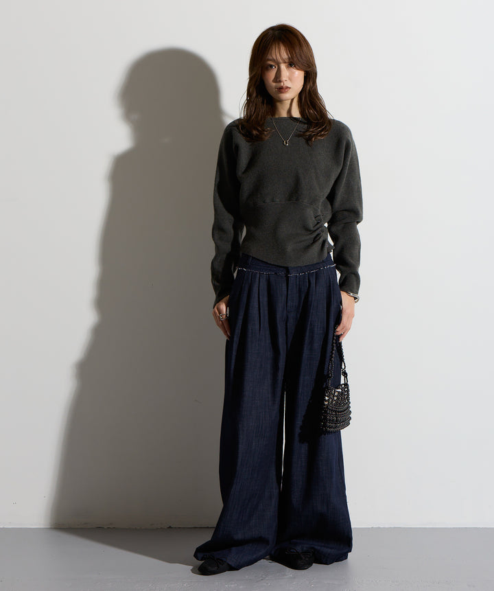 ウエスト切替デザインニット