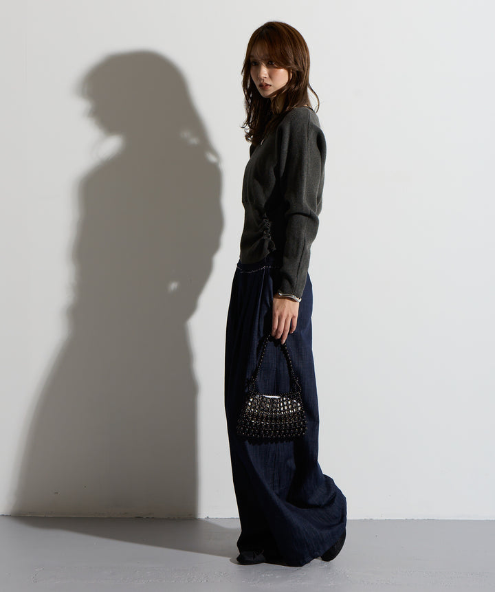 ウエスト切替デザインニット