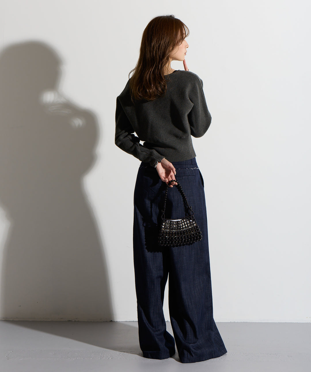 ウエスト切替デザインニット