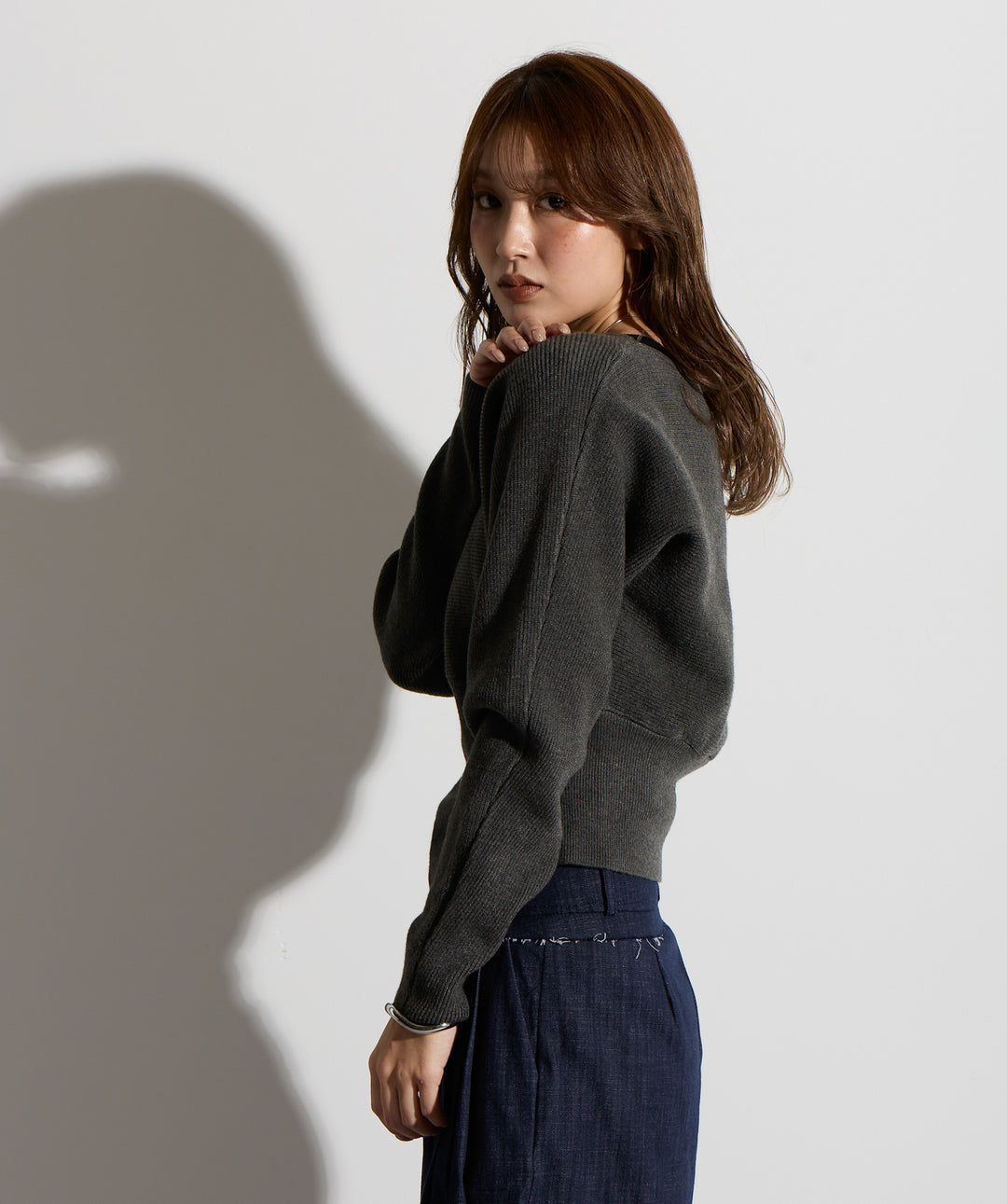 ウエスト切替デザインニット